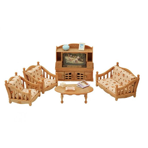 Sylvanian families pièce à vivre maison de poupée - bois clair
