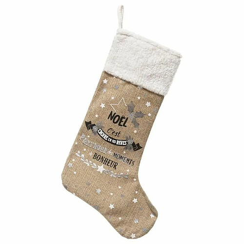 Botte de Noël à Suspendre - 45cm - Beige