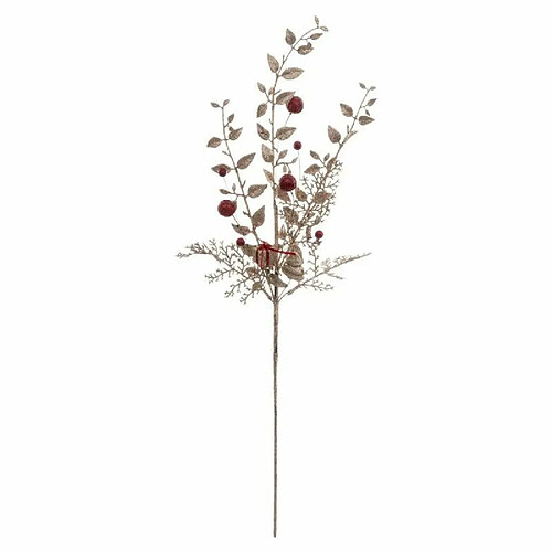 Branche Feuilles Déco Or Rouge