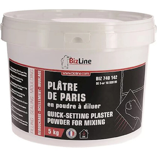 Bizline Plâtre de Paris à prise rapide - 5 kg - Blanc