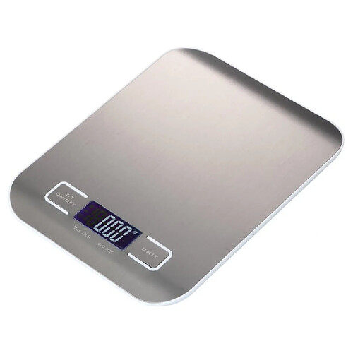 Universal 11 lb/5 kg Balance de cuisine numérique Balance alimentaire électronique Outil de mesure Moniteur à cristaux liquides Plate-forme en acier inoxydable Accessoires de cuisson(Argent)