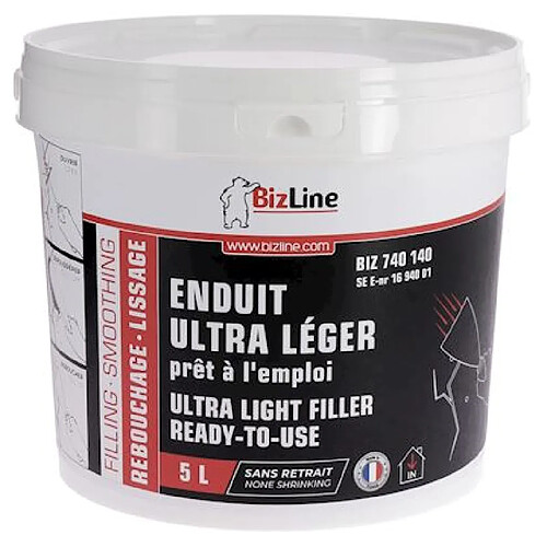 Bizline Enduit de rebouchage multifonctions - 5 l - Blanc