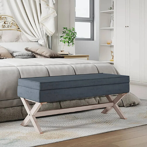 vidaXL Tabouret de rangement Velours Gris