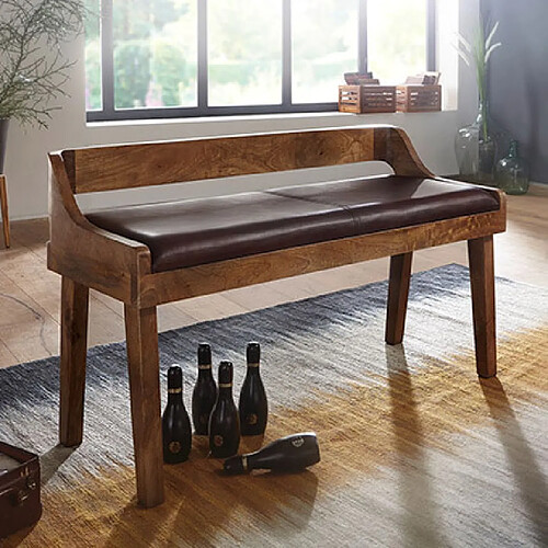 Mes Banc en cuir et manguier - Marron
