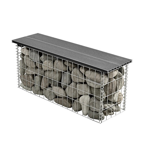 En.casa banc de jardin gabion - Gris
