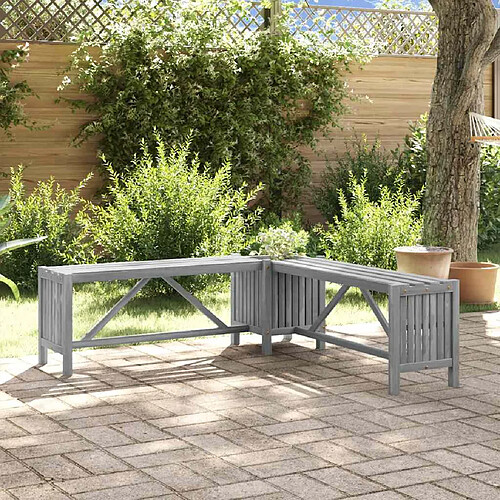 vidaXL Banc d'Angle avec Jardinière - Acacia Gris