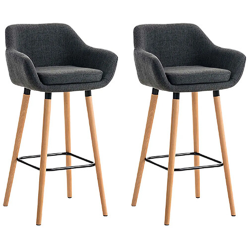 Decoshop26 Lot de 2 tabourets de bar - Gris foncé