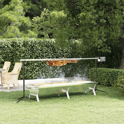 vidaXL Grille et plateau barbecue inox