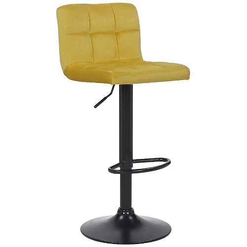 Decoshop26 Tabouret de bar velours - Jaune