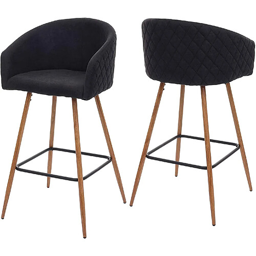 Decoshop26 Ensemble bar + 2 tabourets - Anthracite