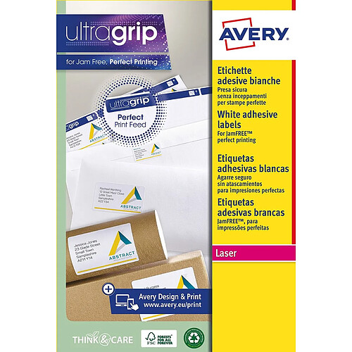 Avery Adhésifs Blanc 200 x 60 mm (25 Volets)