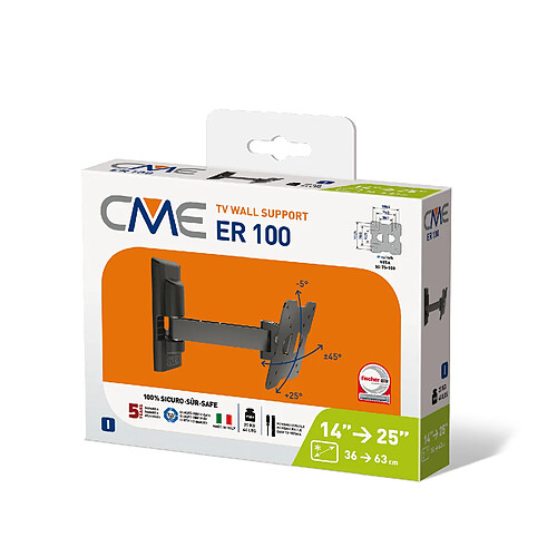 Meliconi support mural TV - Noir