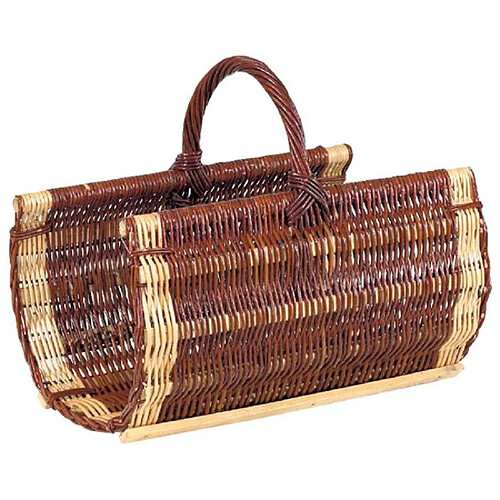 Panier à bûches en osier brut et blanc - PBU1070 - AUBRY GASPARD