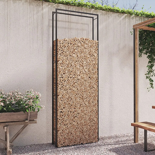vidaXL Portant bois de chauffage Noir - 110x28x312