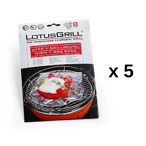 5 lots de 8 papillottes pour barbecue - LOT5-GB-AL-M - LOTUSGRILL