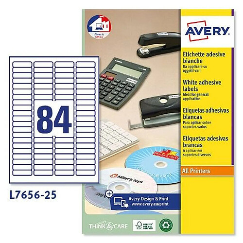 Avery Adhésifs 46x11,1mm Blanc
