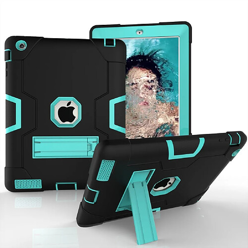 Coque Silicone iPad 3/2/4 - Cyan/Noir