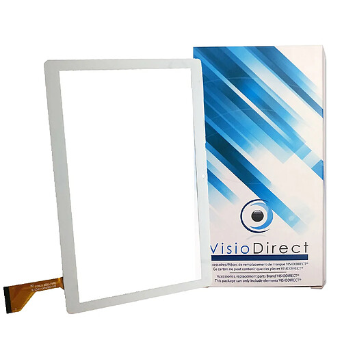 Vitre ecran tactile compatible avec tablette Beista K107 taille 10.1 blanc Kit outils Colle