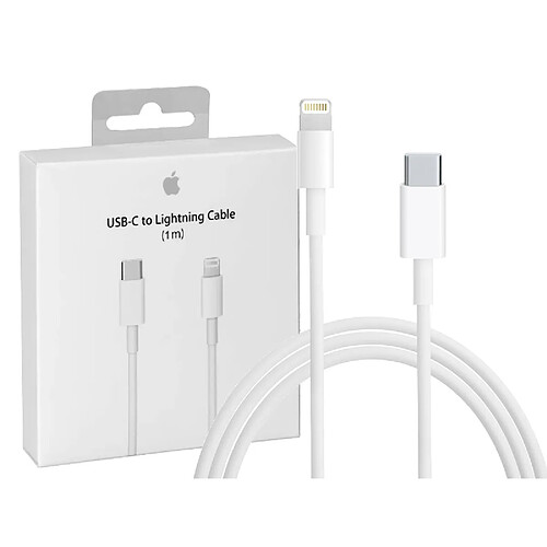 Apple Câble de Charge Rapide et Synchronisation USB-C/Lightning 3A 1M d'Origine Apple Blanc