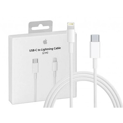 Apple Câble de Charge Rapide et Synchronisation USB-C/Lightning 3A 2M d'Origine Apple Blanc
