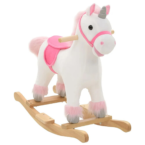 vidaXL Licorne à bascule Peluche - Blanc rose