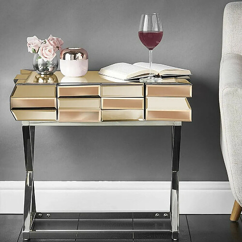Meubler design Table de chevet miroir - Or