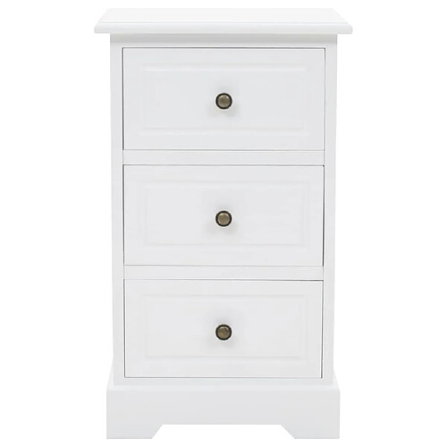 Helloshop26 Table de chevet 3 tiroirs - Blanc