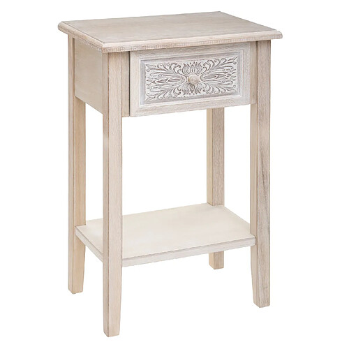 Atmosphera Table de chevet Hina 1 tiroir - Hauteur 67,5 cm - Bois blanchi