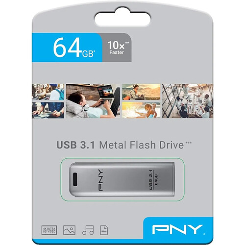 PNY Elite Steel USB Stick - 64 Go
