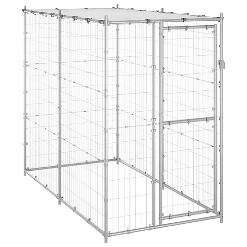 vidaXL Chenil Extérieur Acier Galvanisé avec Toit 110x220x180 cm