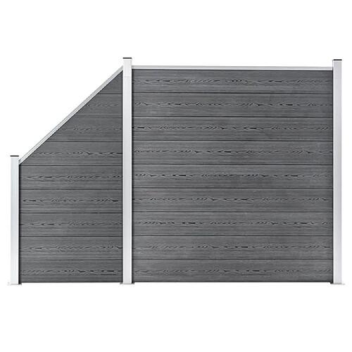 vidaXL Clôture WPC 1 Carré + 1 Incliné 273x186 cm Gris