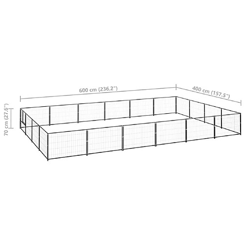 helloshop26 - Chenil Extérieur Noir 24 mÂ²