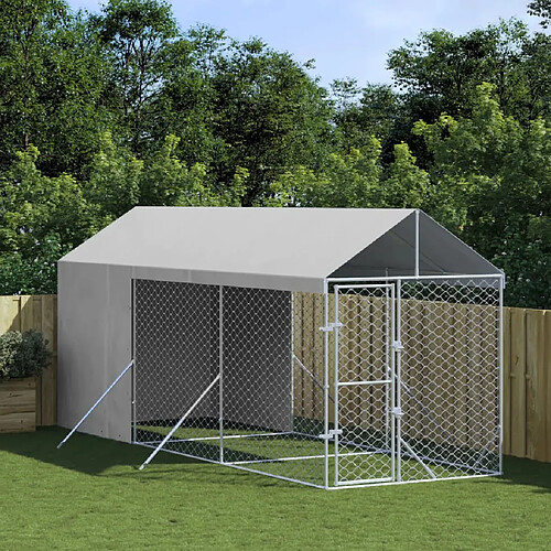 vidaXL Chenil Acier Galvanisé - 2x6x2,5 m