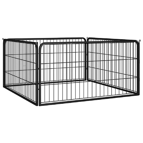 vidaXL Parc pour Chien Acier - Noir
