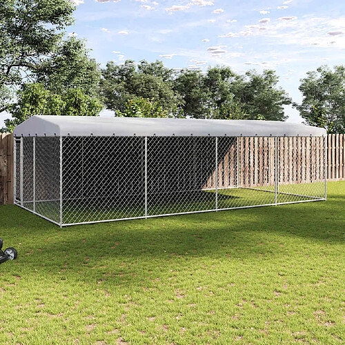 vidaXL Chenil extérieur avec toit - 7,6x3,8x2,3 m