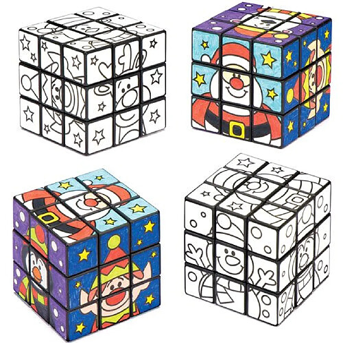 Cube puzzle à colorier – Amis festifs