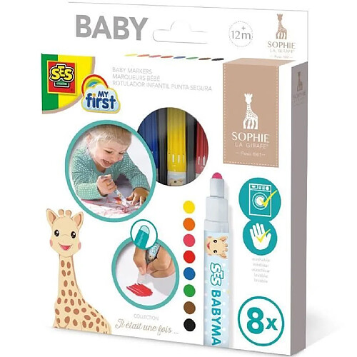Ses creative Coffret feutres bébé Sophie la girafe - 8 pièces
