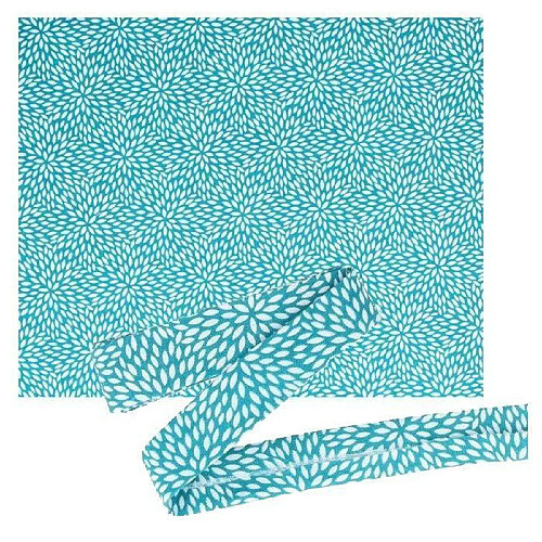 Artemio Coffret tissu coton - Bleu clair à pétales blancs