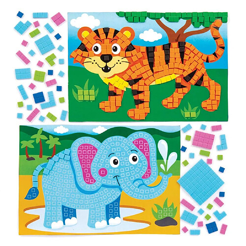 Kit mosaïque animaux de la jungle - Multicolore