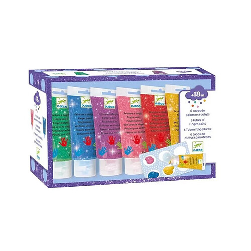 Djeco Peinture à doigts pailletée - Coffret 6 pièces