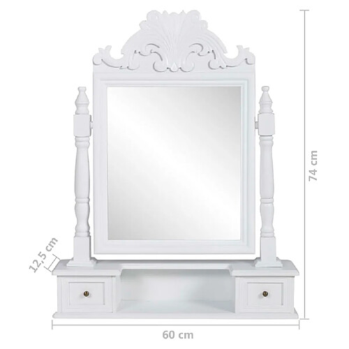 Coiffeuse Helloshop26 avec miroir pivotant - 60 x 12,5 x 74 cm