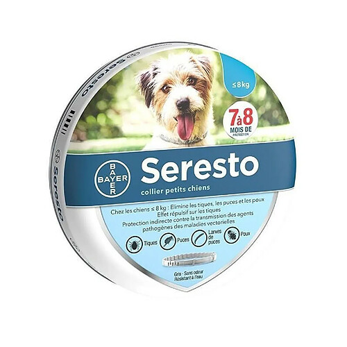 Seresto Collier pour chien - moins de 8 kg - Gris