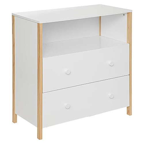 Pegane Commode enfant en bois - Blanc