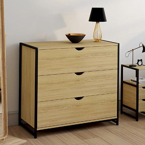 Idmarket MARKET DETROIT Commode - Bois et Métal Noir
