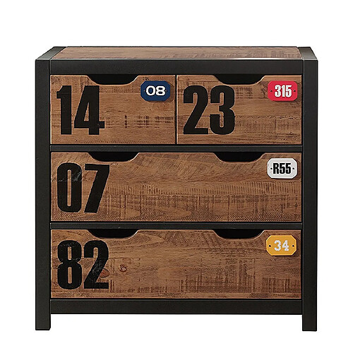 Mes Commode 4 tiroirs pin massif - Marron noir