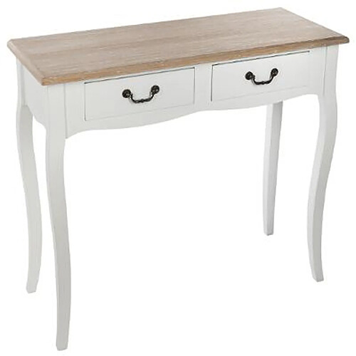 Pegane Console 2 tiroirs - Blanc chêne