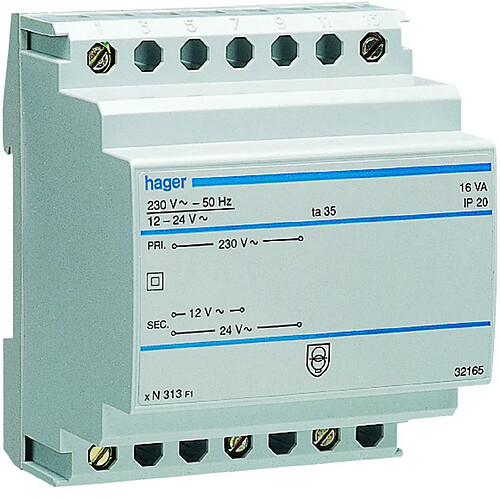 Hager transformateur de sécurité ST313 - 16 VA