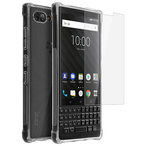 iMak Coque pour BlackBerry KEY2 Coque Silicone Souple + Film Flexible Transparent