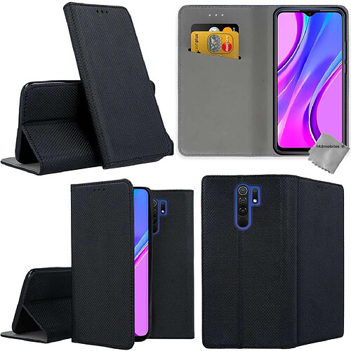 Htdmobiles HTD Mobiles Housse portefeuille - Xiaomi Redmi 9 - Noir