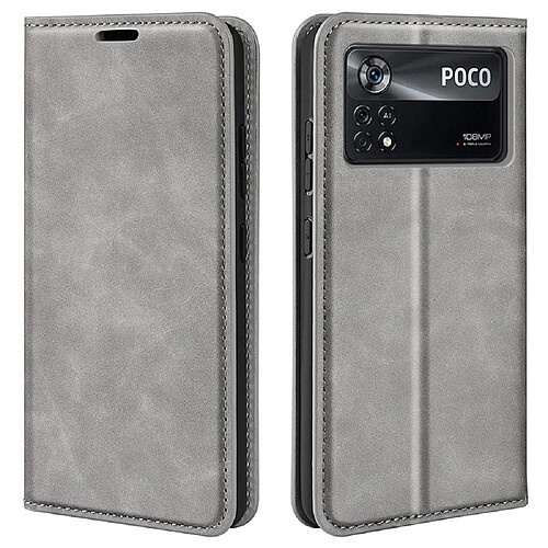 Etui Xiaomi Poco X4 Pro 5G - Support Pliable Gris